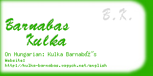 barnabas kulka business card